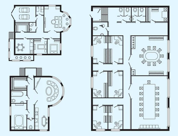 Proje çizim Modern ofis mimari planı iç mobilya ve inşaat tasarım — Stok Vektör