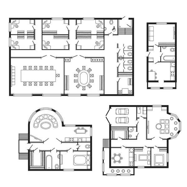 Современный архитектурный план интерьера и чертеж — стоковый вектор