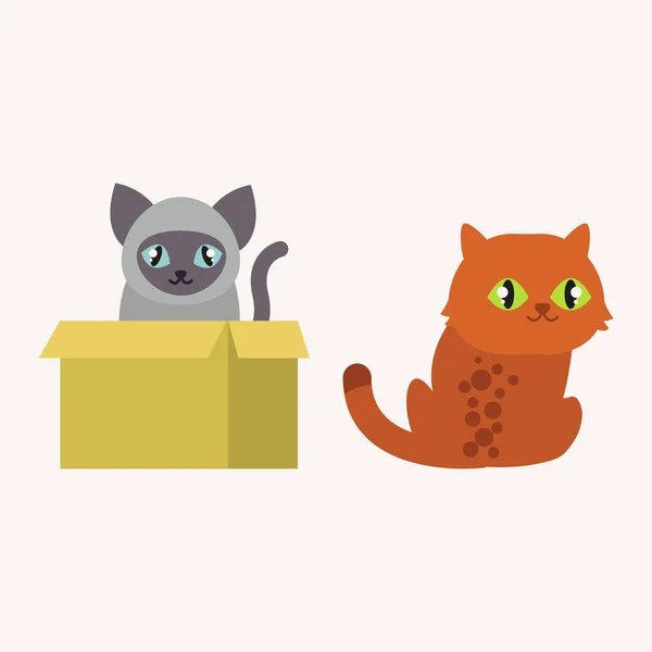 Chats mignons personnage pose différente drôle animal chaton domestique vecteur illustration . — Image vectorielle