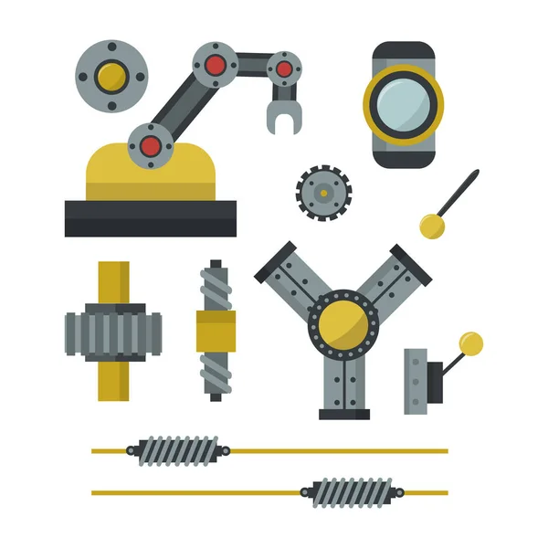 Parte de la maquinaria de fabricación detalle de trabajo equipo mecánico industria vector ilustración . — Vector de stock