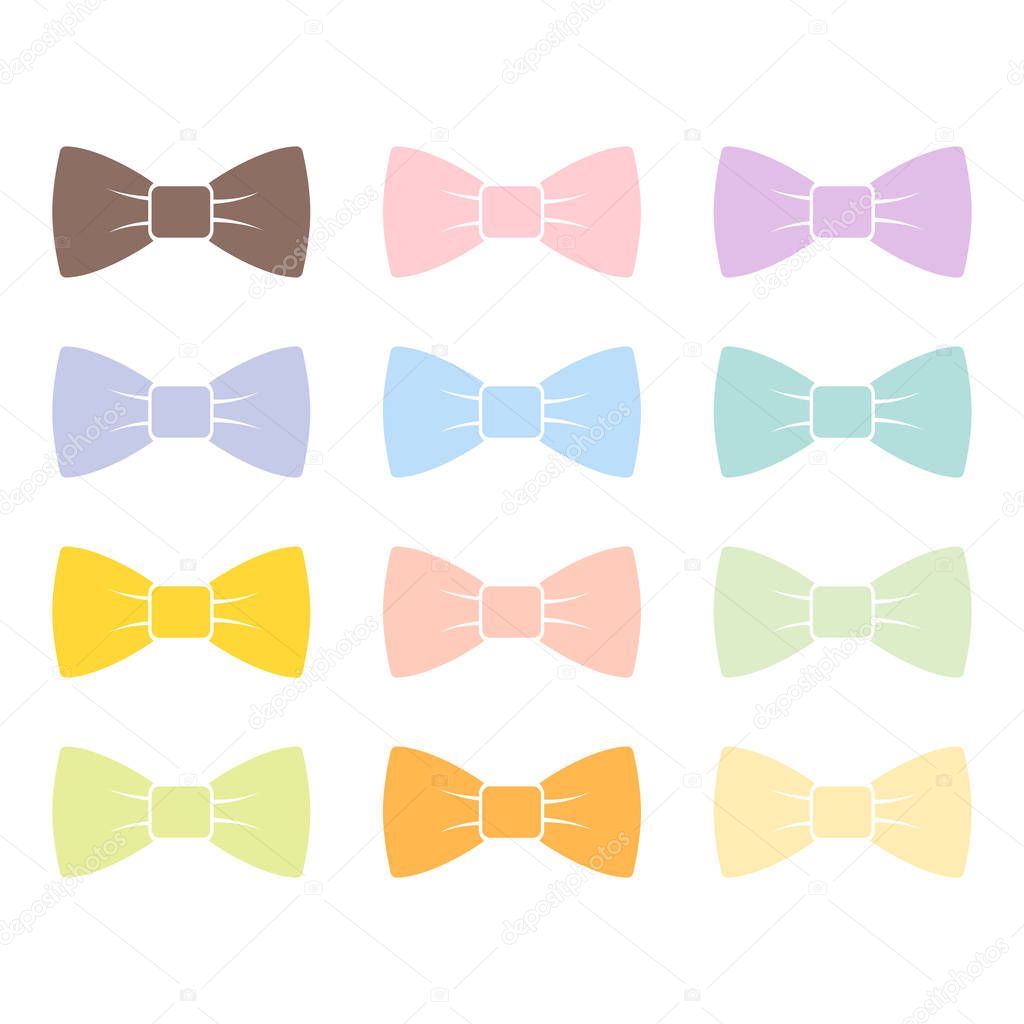 Colorful bow tie isolated bowtie accessory elegant knot celebration suit vector illustration.