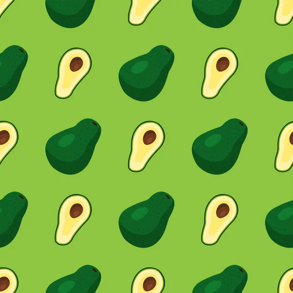 Cartoon avokado frukter i platt stil sömlösa mönster mat sommar design vektorillustration. — Stock vektor