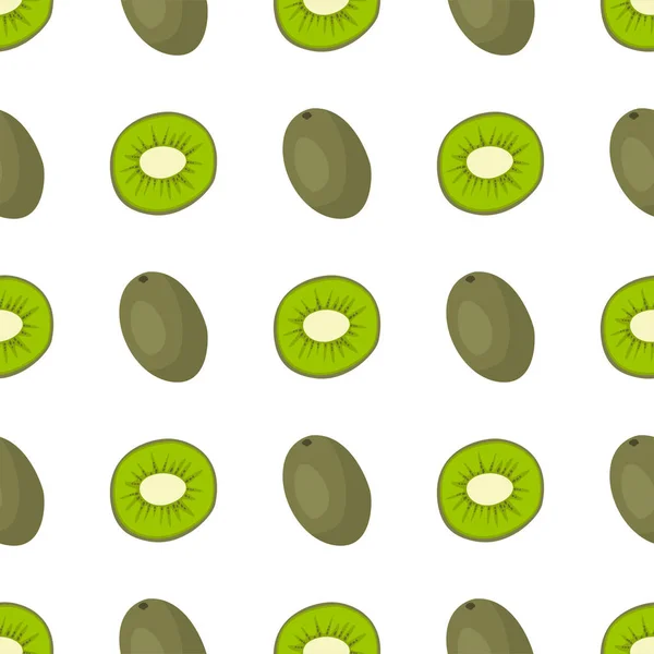Cartoon färsk kiwi frukt i platt stil sömlösa mönster mat sommar design vektorillustration. — Stock vektor