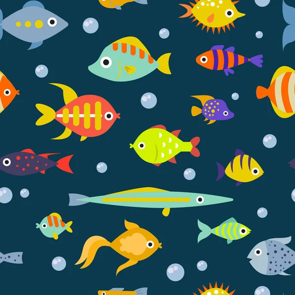 Χαριτωμένο ψάρι διανυσματικά εικονογράφηση απρόσκοπτη μοτίβο φόντου — Διανυσματικό Αρχείο