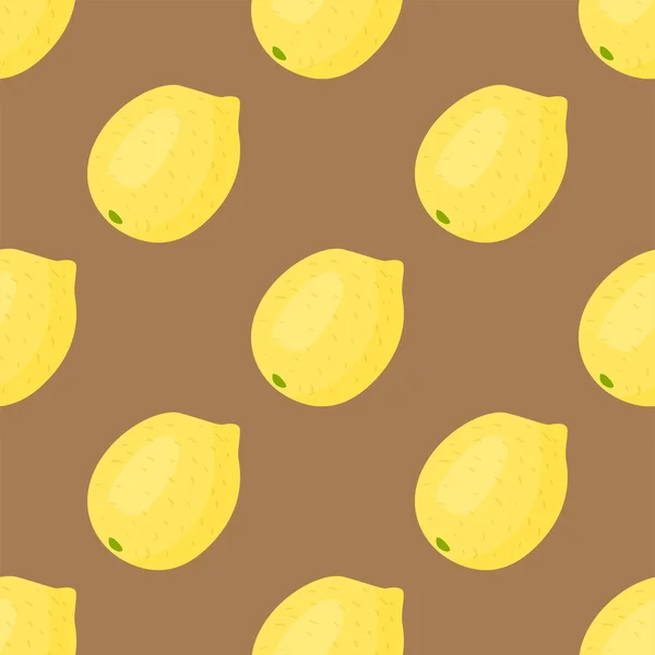 Cartoon fresh lemon fruits in flat style seamless pattern food summer design vector illustration. — Stock Vector