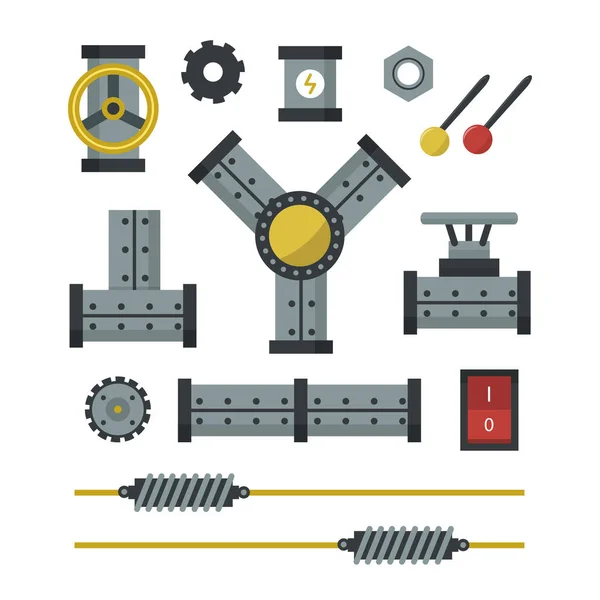 Parte de la maquinaria de fabricación detalle de trabajo equipo mecánico industria vector ilustración . — Vector de stock