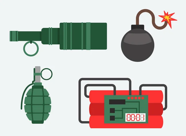 Bombe et dynamite vectorielle illustration arme explosion ensemble — Image vectorielle