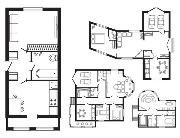 Progettazione di mobili per interni e design di costruzione di un moderno piano architettonico — Vettoriale Stock