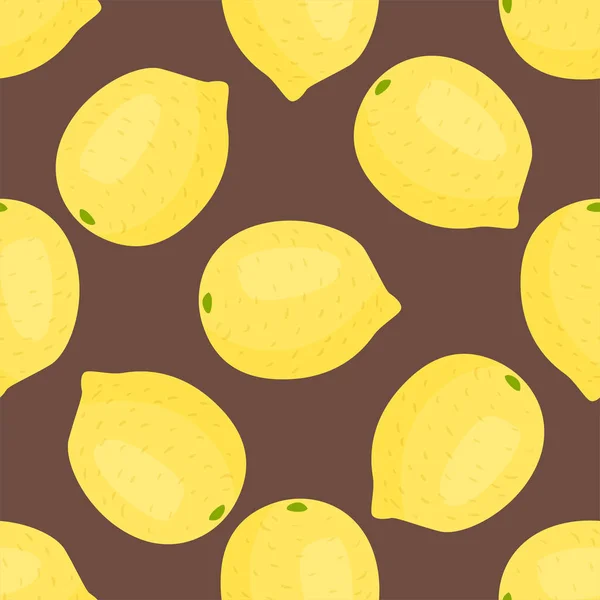Cartoon fresh lemon fruits in flat style seamless pattern food summer design vector illustration. — Stock Vector
