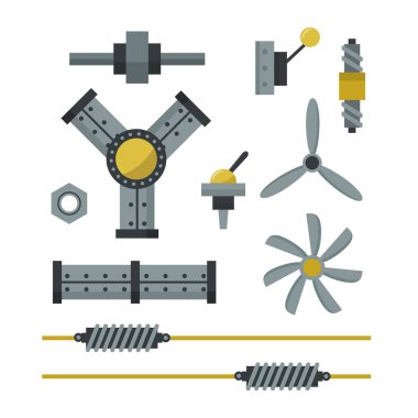Makine imalat iş detay dişli mekanik ekipman sanayi vektör çizim parçası.