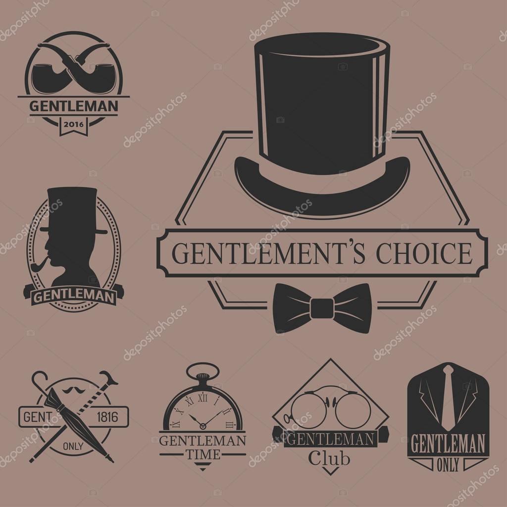 Vintage style design hipster gentleman logo vector illustration badge antique graphic design mustache element. Premium quality man shop stamp classic black silhouette fashion moustache barber sign.