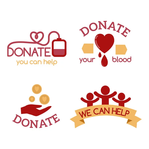 Voluntariado iconos rojos vector de donación de caridad conjunto humanitario mano de sensibilización esperanza ayuda símbolos de apoyo . — Vector de stock