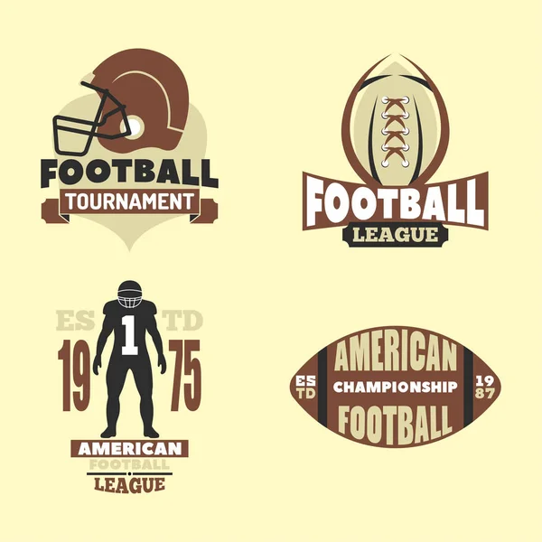 Campionato di football americano modello distintivo per la squadra di sport con palla logo vettoriale concorrenza . — Vettoriale Stock