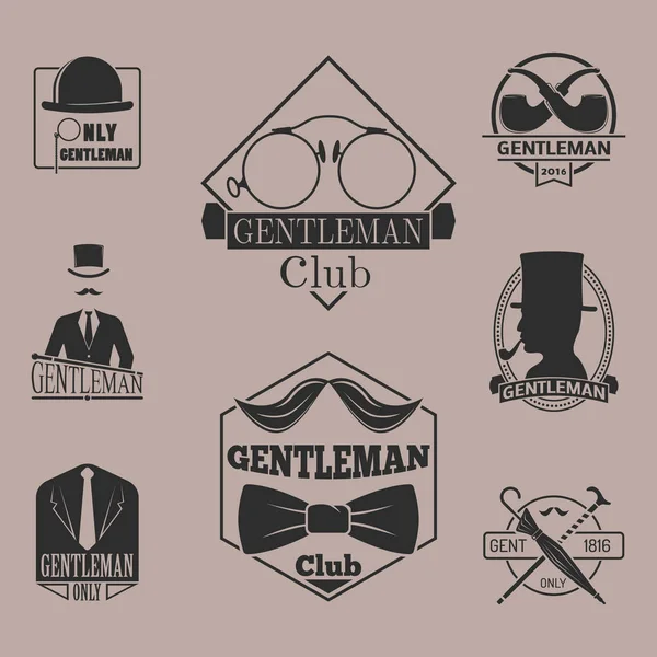 Vintage-Stil Design Hipster Gentleman Vektor Illustration Abzeichen schwarze Silhouette Element. — Stockvektor