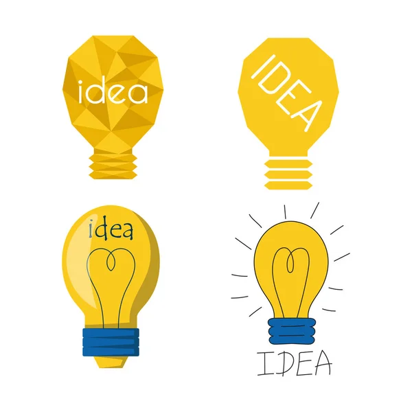 Cartoon lamp light bulb design flat vector illustration electric idea bright graphic solution concept. — Stock Vector