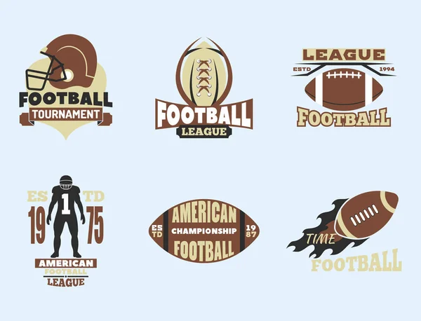 Abzeichen-Vorlage für American Football Meisterschaft für Sportteam mit Ball-Logo-Wettbewerbsvektor. — Stockvektor