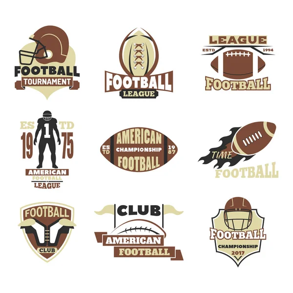 Modèle de badge de championnat de football américain pour équipe sportive avec vecteur de compétition logo balle . — Image vectorielle