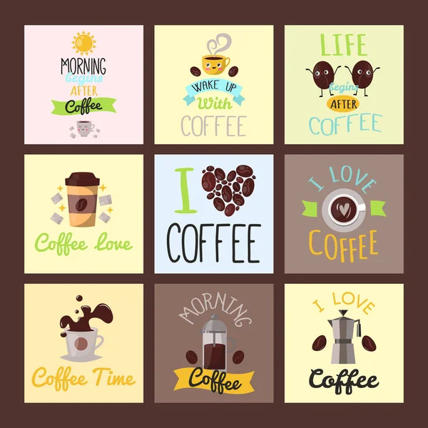 咖啡的徽章食品卡手画书法刻字餐厅贴纸矢量图. — 图库矢量图片
