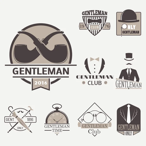 Vintage style design hipster gentleman vector illustration badge design mustache element. — Stock Vector