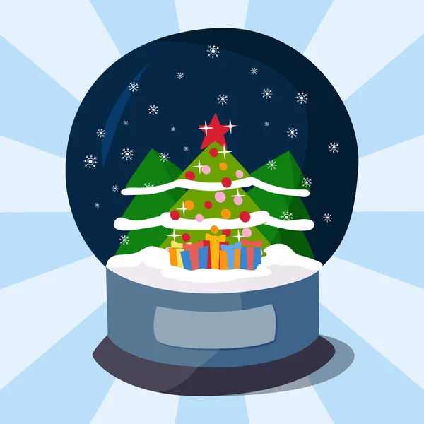 Hó clobe karácsonyi varázsgömb átlátszó reális tervezés üdülési ünnepe magic vektor illusztráció. — Stock Vector