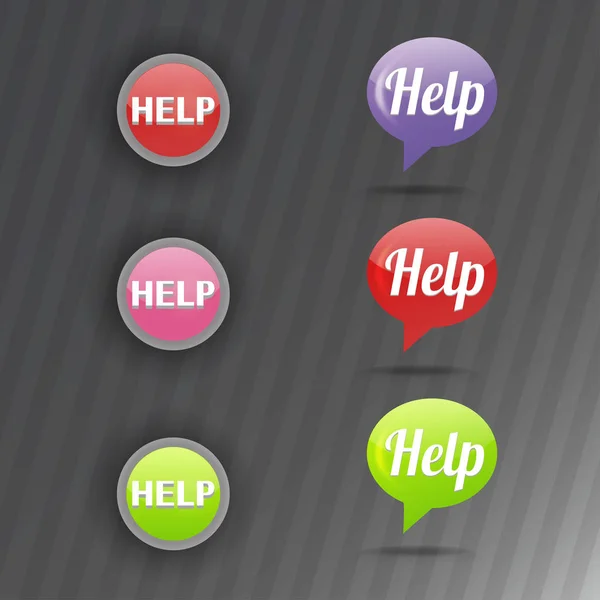 Colorido website online ajuda botões design vetor ilustração brilhante gráfico rótulo modelo banner . — Vetor de Stock