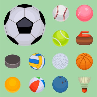Topları izole turnuva kazanmak Yuvarlak sepet futbol Hobiler oyun ekipmanları küre vektör çizim seti