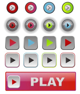 Kullanıcı arabirimi arabirimi düğmesini oyun medya internet web sitesi öğe çevrimiçi oyuncu işareti tıklayın vektör çizim.