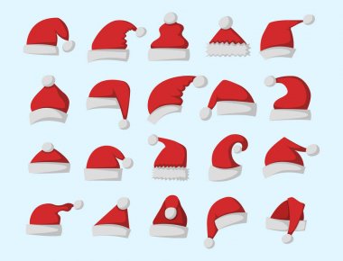 Noel Baba moda kırmızı şapka modern zarafet kap kış xmas tatil üstlük illüstrasyon vektör.