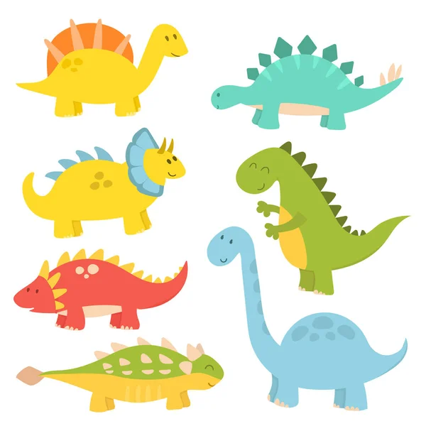 Dibujos animados dinosaurios vector ilustración monstruo animal dino carácter prehistórico reptil depredador jurásico fantasía dragón — Archivo Imágenes Vectoriales