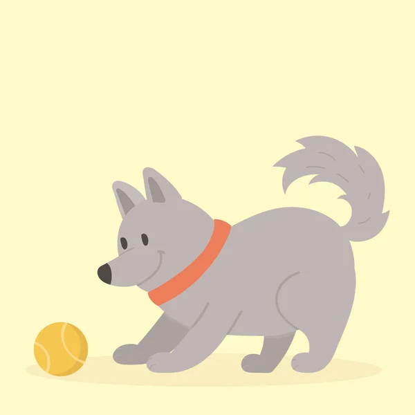 Vector illustratie leuk spelen teken grappige rasechte pup komische gelukkig zoogdier hondenras — Stockvector