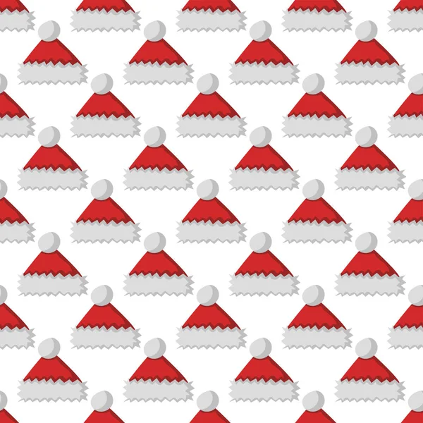 Weihnachtsmann Mode roter Hut moderne nahtlose Muster Mütze Winter Weihnachten Urlaub Top Kleidung Vektor Illustration. — Stockvektor