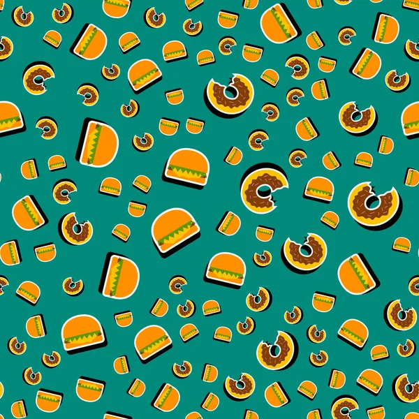 Hand gezeichnete Lebensmittelskizze für Menü nahtlose Muster Produkt Doodle Hamburger Vektor Illustration. — Stockvektor