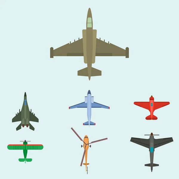 Vector aeroplano illustrazione vista dall'alto e trasporto aereo viaggio modo design viaggio oggetto . — Vettoriale Stock