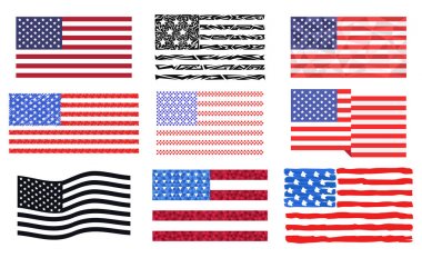 Bağımsızlık günü ABD Amerika Birleşik Devletleri Amerikan sembolü özgürlük Ulusal işareti vektör çizim bayraklar