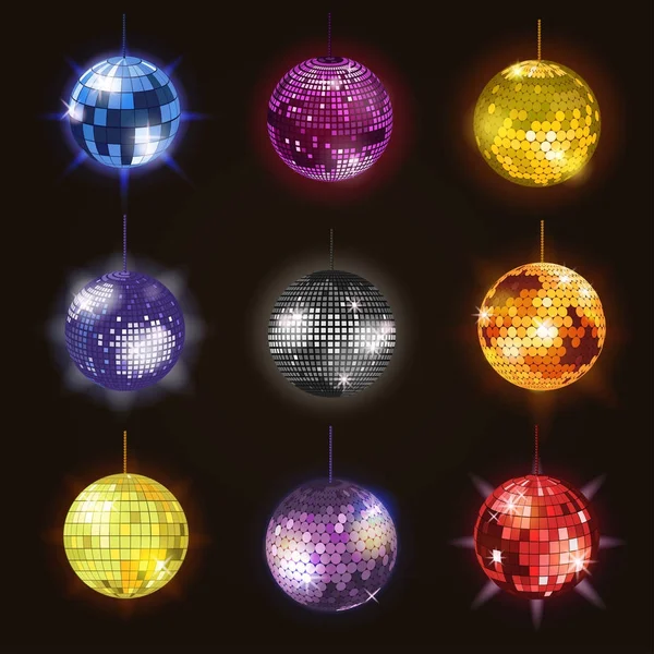 Дискотека шаров дискотека танцевальная музыка партия оборудование векторная иллюстрация вечеринки ночной клуб танец — стоковый вектор