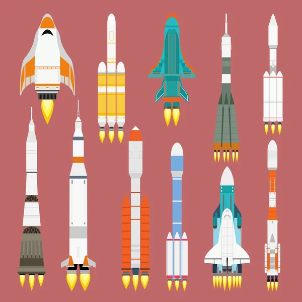 Tecnología vectorial nave cohete diseño de dibujos animados . — Archivo Imágenes Vectoriales