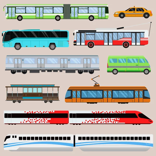 Transport miejski zestaw ilustracji wektorowych. — Wektor stockowy