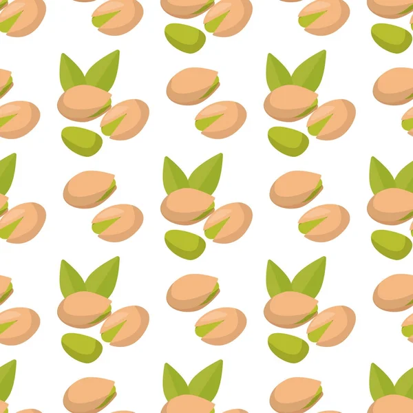 Pile de noix pistaches vecteur illustration sans couture motif fond — Image vectorielle
