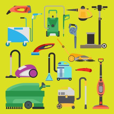 Temizlik ekipmanları vektör set.