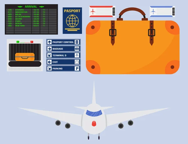 Aviation ikoner vektor ange flygbolag grafisk flygplan flygplats transport flyga resor symbol illustration — Stock vektor