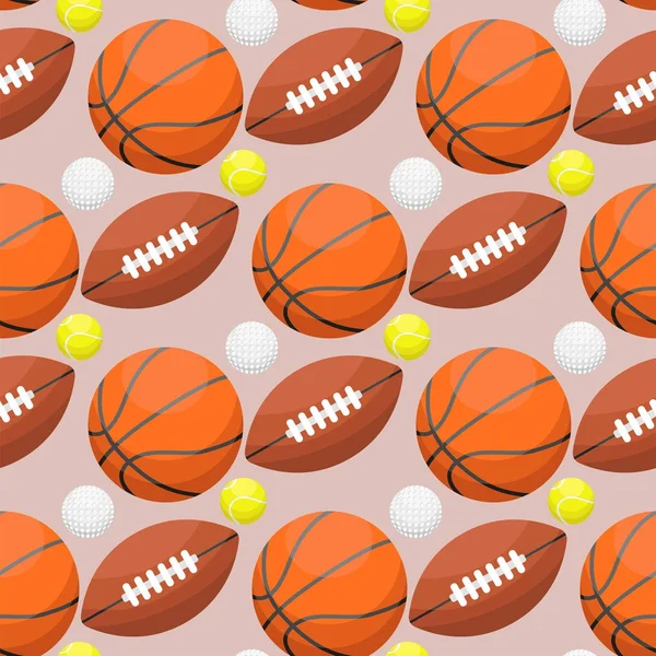 篮球球活动休闲运动无缝图案背景团队游戏橙色橡胶运动器材。矢量图. — 图库矢量图片