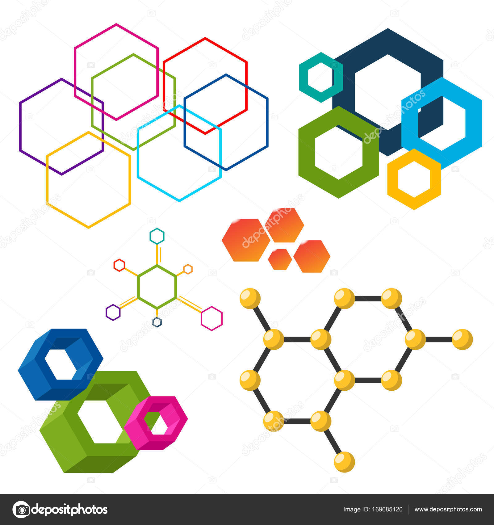 Vector linear hexagon design elements different honeycombs abstract ... Vector linear hexagon design elements different honeycombs abstract ...