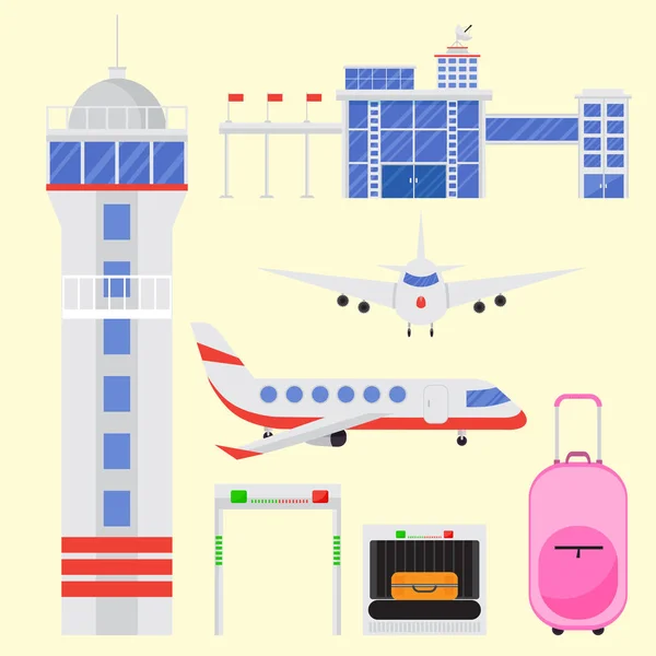 Luftfahrt Symbole Vektor eingestellt Fluggesellschaft Grafik Flugzeug Flughafen Transport Fliegen Reise Symbol Illustration — Stockvektor