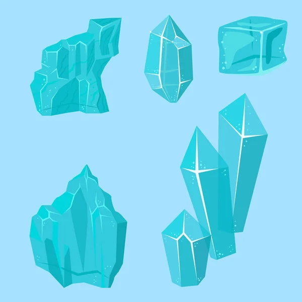 Casquetes de hielo realistas derrapes de nieve y carámbanos pedazo roto trozo frío bloque congelado cristal decoración de invierno vector ilustración — Vector de stock