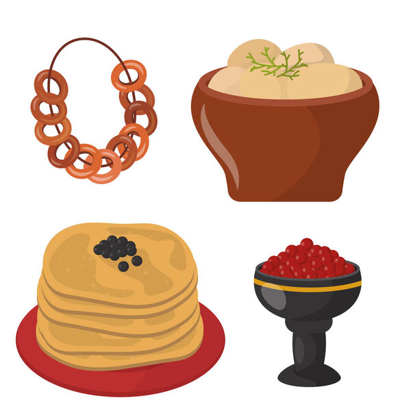 Traditional Russian cuisine culture dish course food welcome to Russia gourmet national meal vector illustration