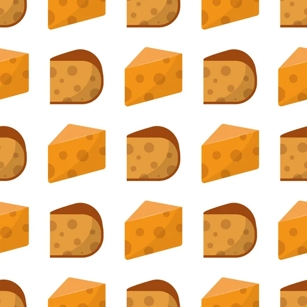 Heerlijke verse kaas naadloze patroon zuivel eten en melk camembert stuk delicatessen gouda maaltijd vectorillustratie. — Stockvector