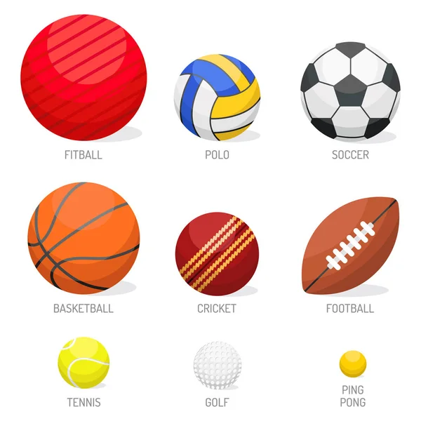 Set of sport balls collection tournament win round basket soccer equipment vector illustration. — Stock Vector