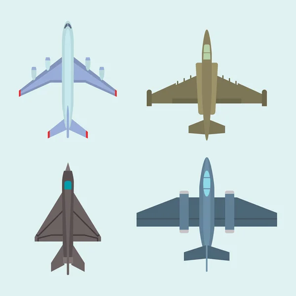 Vector aeroplano illustrazione vista dall'alto e trasporto aereo viaggio modo design viaggio oggetto . — Vettoriale Stock