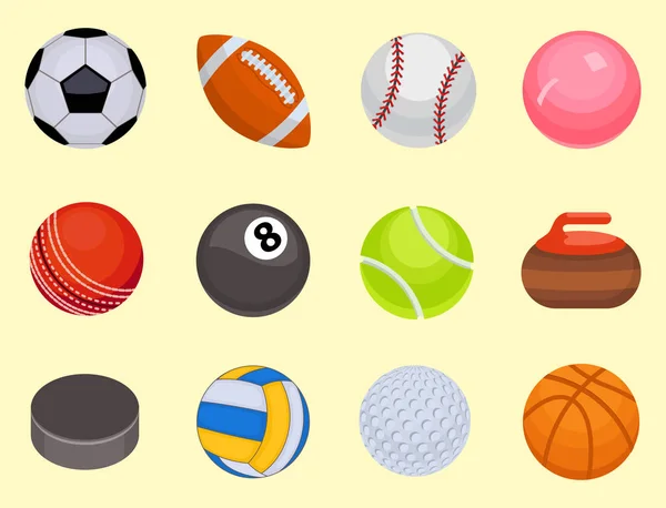 Set di palle isolato torneo vincere cesto rotondo di calcio hobby gioco attrezzature sfera vettoriale illustrazione — Vettoriale Stock