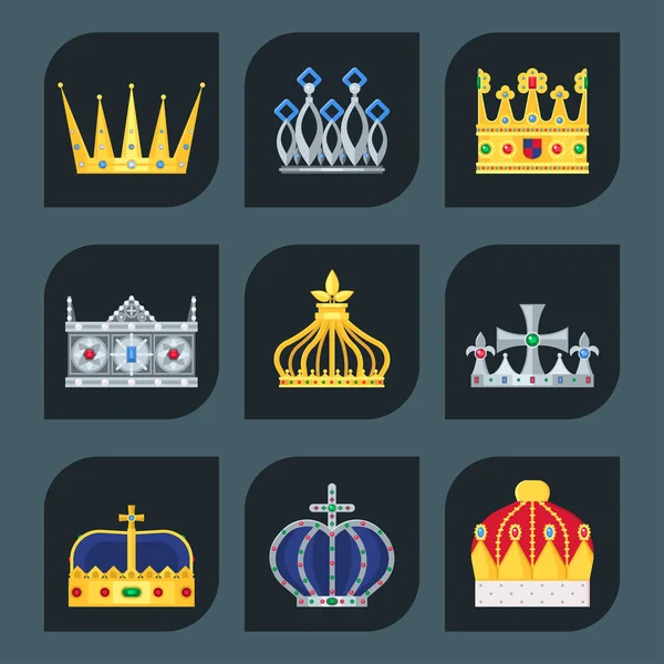 Crown kung vintage premium vit badge heraldiska prydnad lyx kingdomsign vektorillustration. — Stock vektor